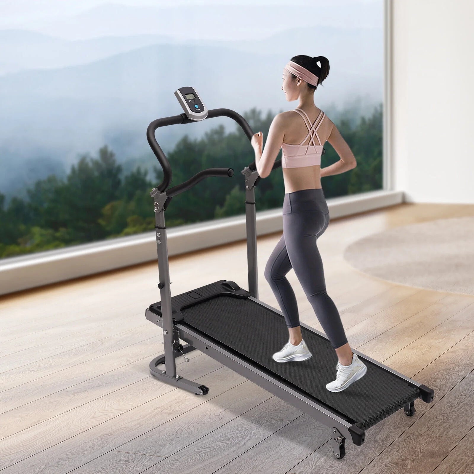 MIDUO Home Folding Treadmill with Incline Pink Y55541