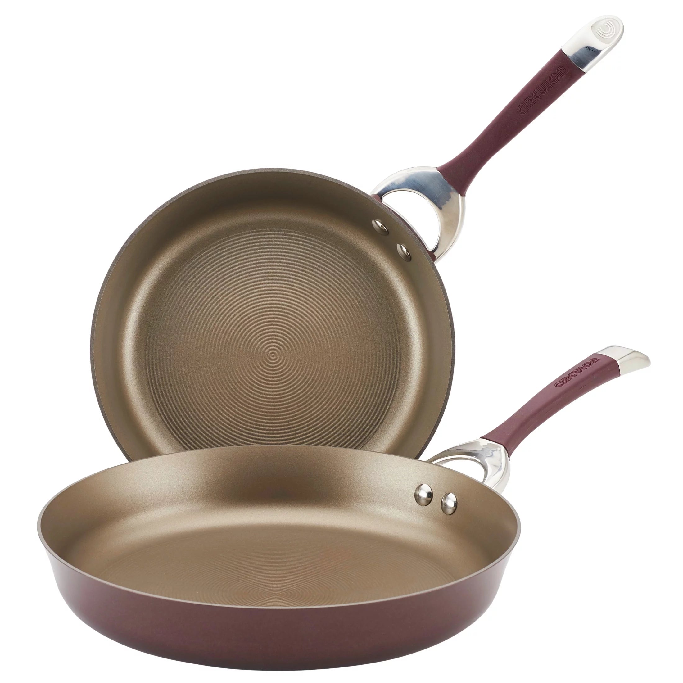 Circulon Symmetry 10" and 12" Hard-Anodized Nonstick Fry Pan/Frying Pan Set, Merlot