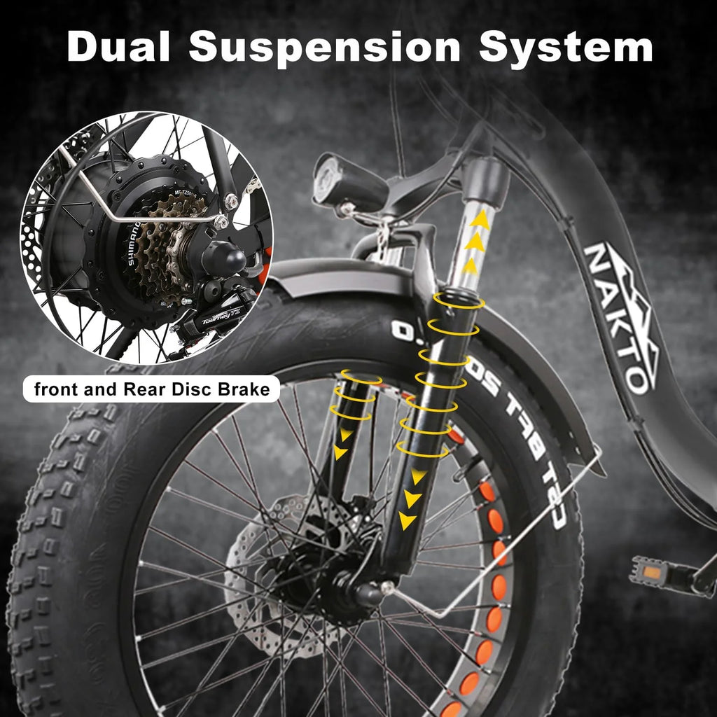Electric Bike 500W 48V 12Ah Removable Battery 20" Fat Tire for Adults Q3657