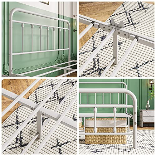 Vintage Full Size Metal Bed Frame with Headboard and Footboard, Black Z946901