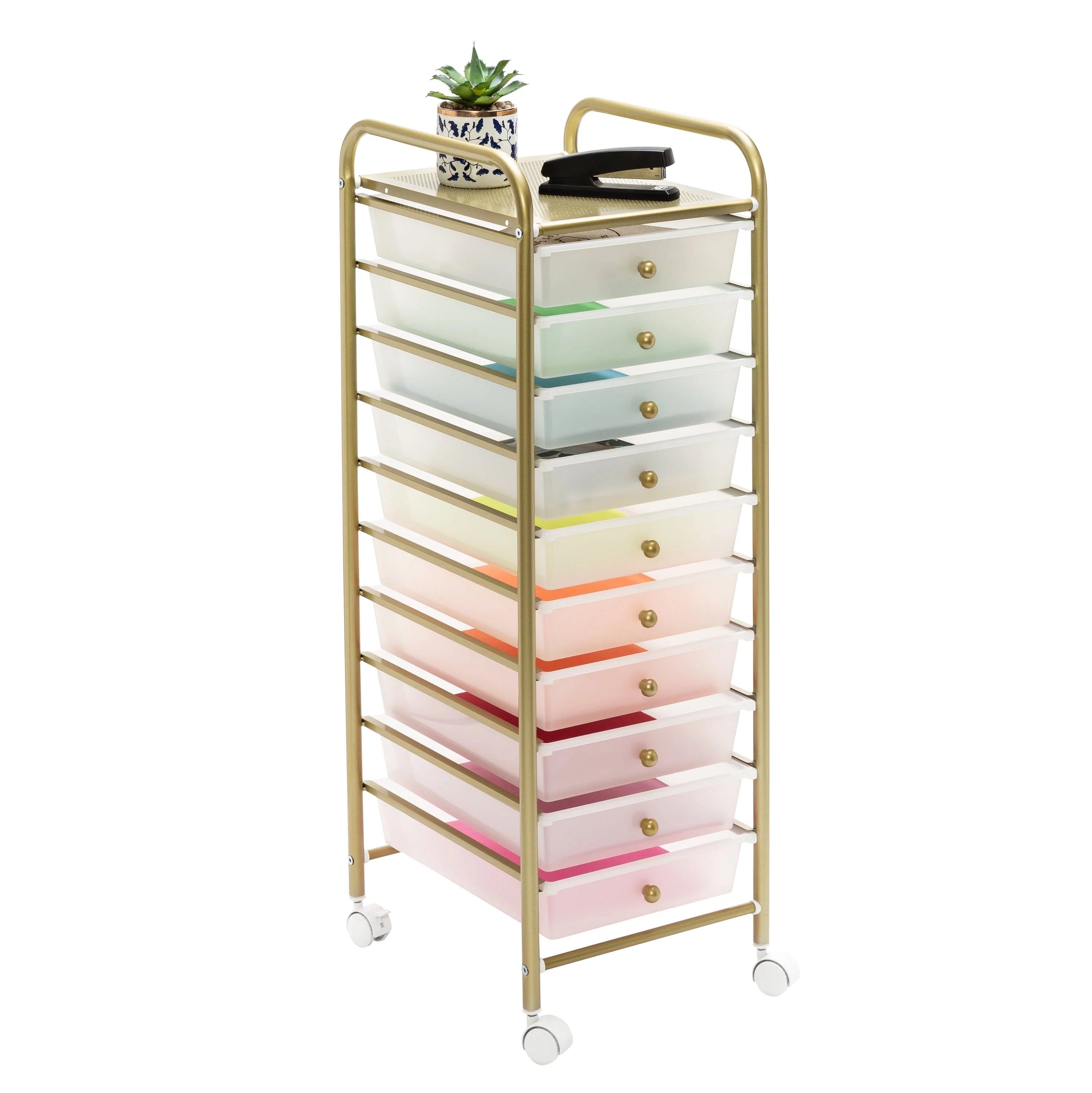 Honey-Can-Do 10-Drawer Rolling Cart, Rainbow N1365