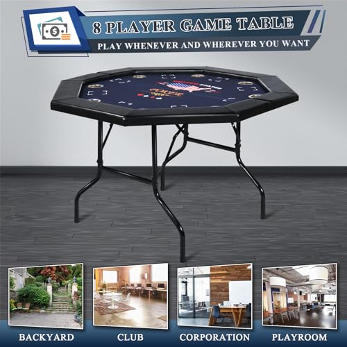 Foldable 50" Octagon Poker Table with Cup Holders L79369