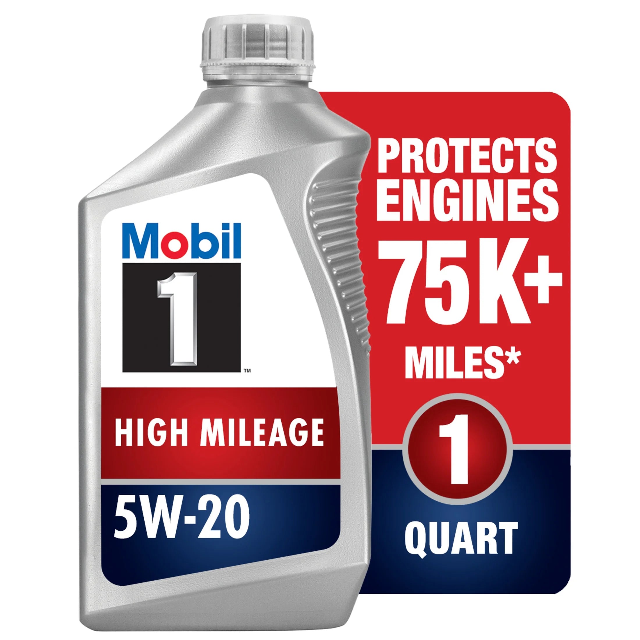 Mobil 1 High Mileage Full Synthetic Motor Oil 5W-20, 1 Quart Q8465