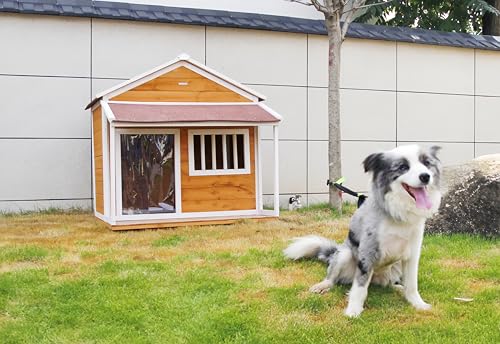 Wooden Dog House for Small to Medium Dogs, Weatherproof, Brown B951
