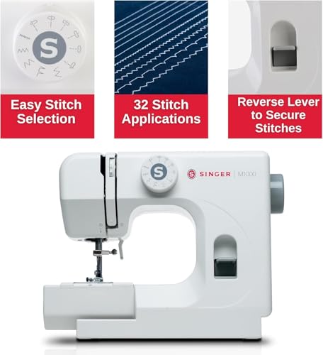 SINGER M1000 Mending Machine, Compact Portable with 32 Stitch Applications, Black L8310