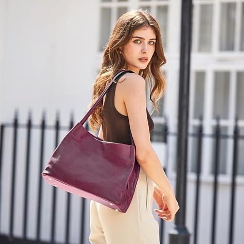 Kattee Leather Tote Bag for Women, Casual Shoulder Hobo Purse with Magnetic Snap Closure U606