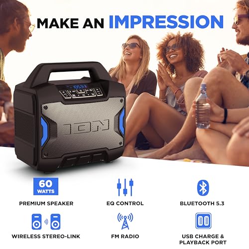 ION Block Rocker Portable Bluetooth Party Speaker with Karaoke Microphone T461114