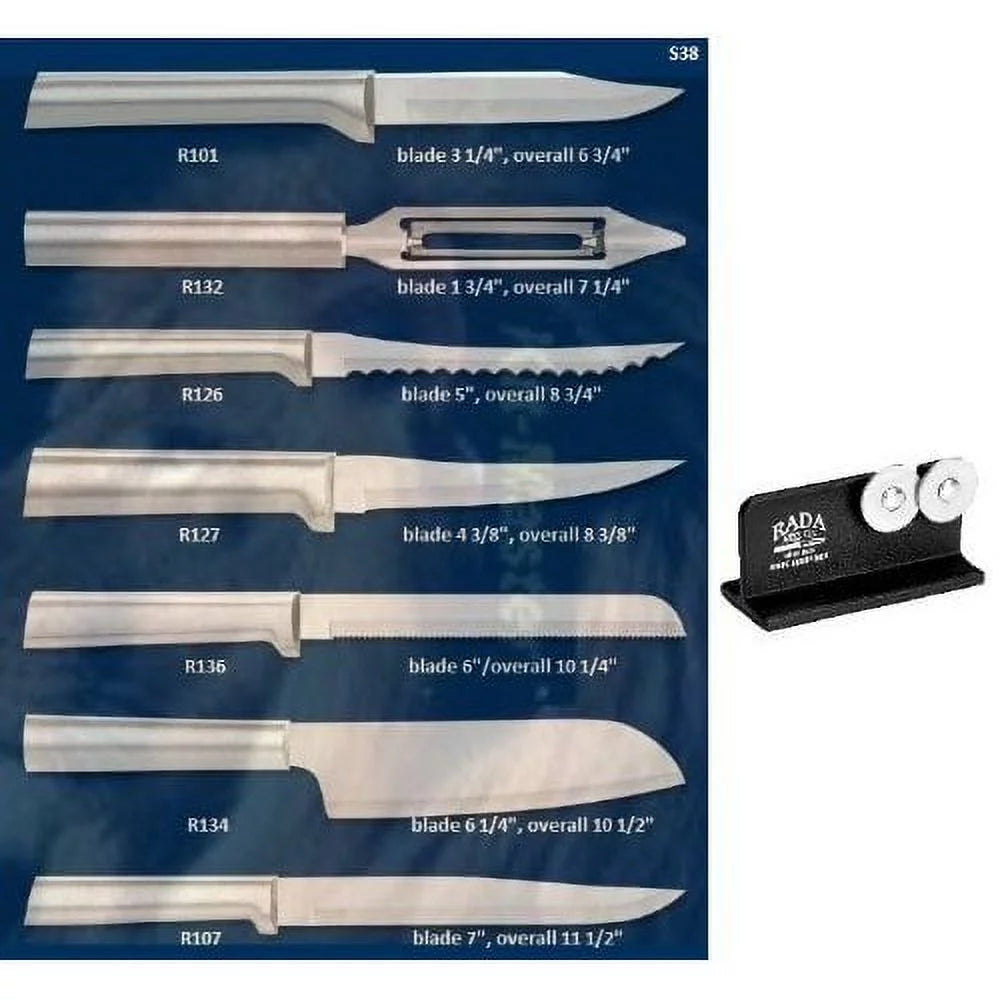 Rada Cutlery S38 7 Piece Starter Gift Set with R119 Knife Sharpener C8514