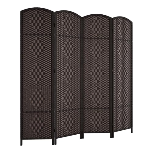 Rose Home Fashion 6 ft Tall Room Divider 4 Panel Folding Privacy Screen, Dark Coffee C8634