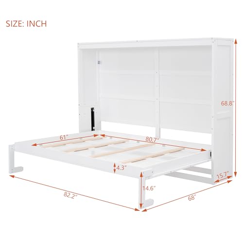 Full Size Murphy Bed with Drawers, Cabinets and USB Ports, Gray D589081