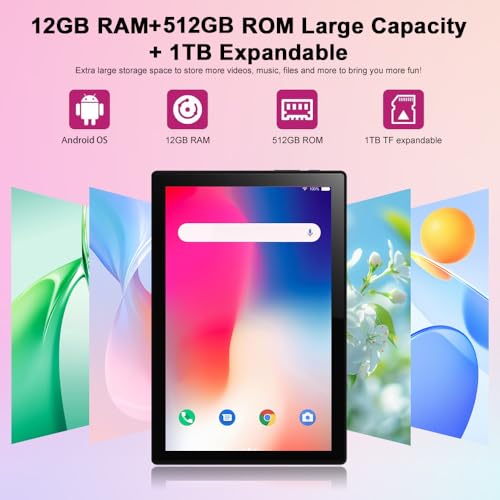 10.1 Inch Android 13 Tablet 4G LTE with SIM Card Slot, 12GB+512GB, Pink S843541
