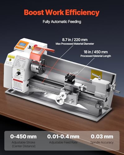 VEVOR Metal Lathe Machine, 8.7 x 18 in, Precision Bench Lathe, 0-2500 RPM Variable Speed P21296