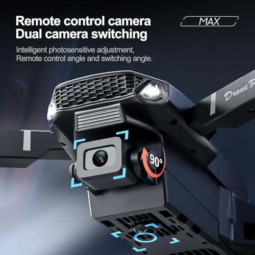 E88 Drone with Screen Controller, Foldable Mini Drone for Beginners, 2 Batteries, Black E7038