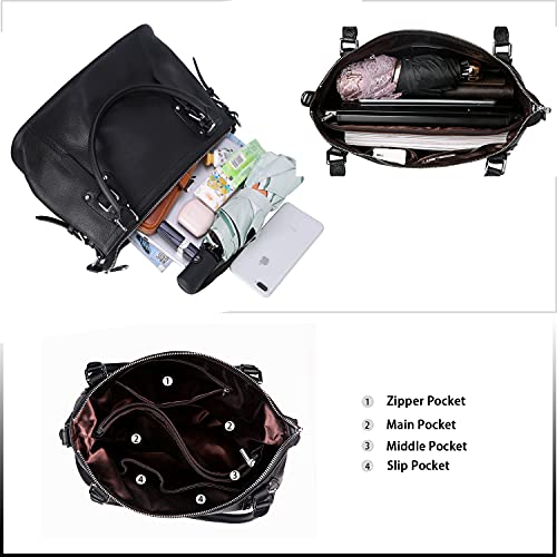 HESHE Genuine Leather Tote Shoulder Bag for Women P1142
