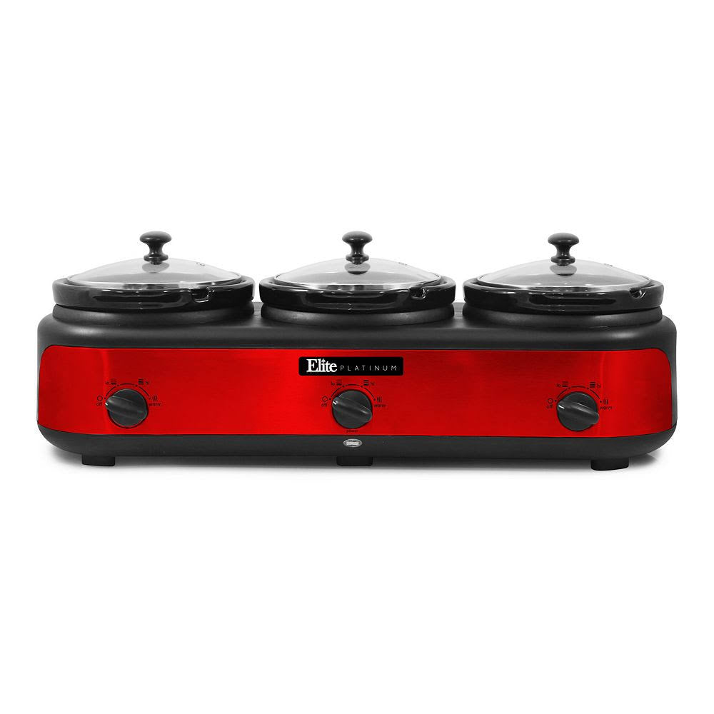 Elite Platinum Triple Slow Cooker Buffet, Red I958445