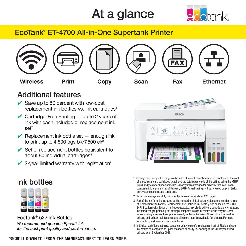 Epson EcoTank ET-4700 Wireless All-in-One Supertank Printer R6903