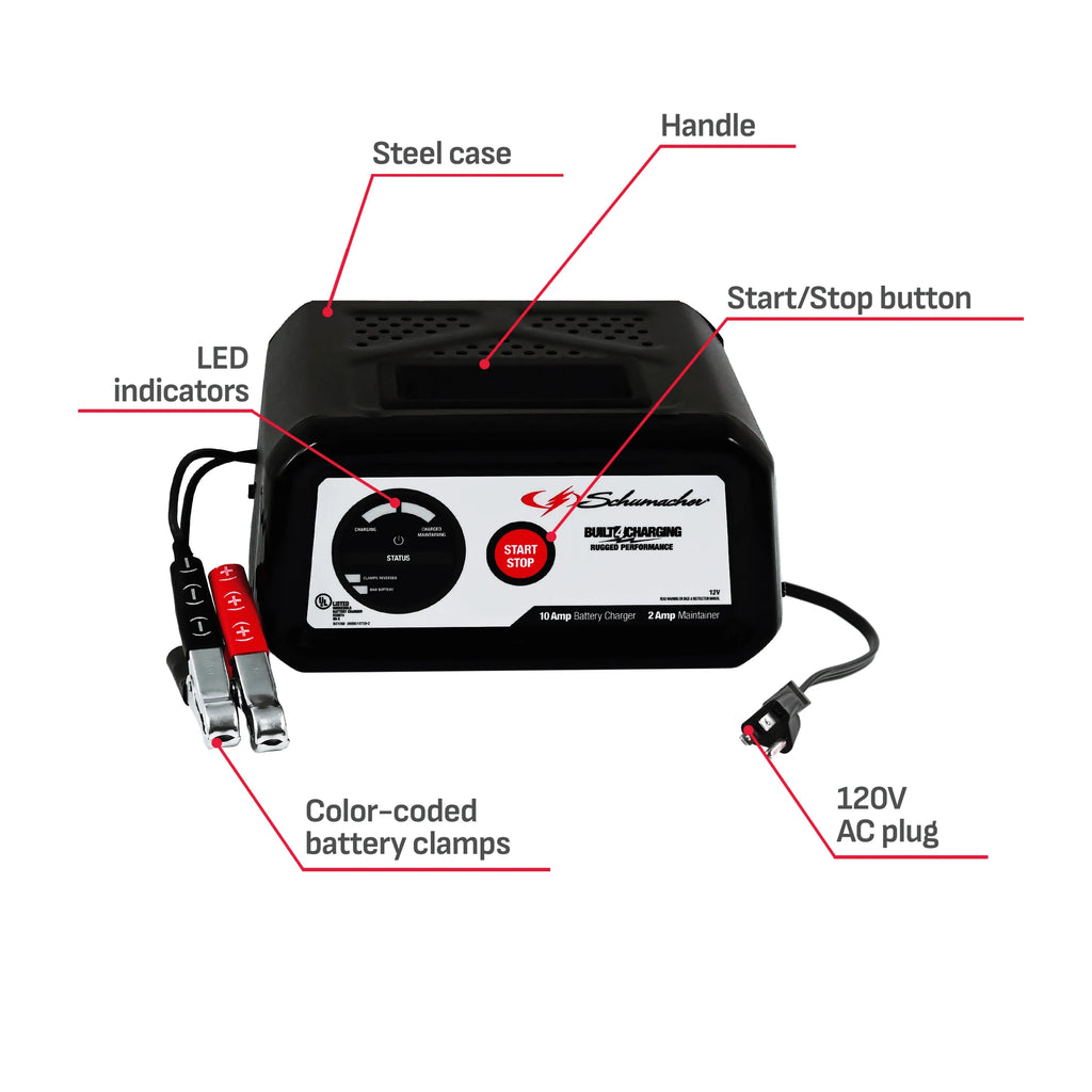 Schumacher SC1282 10-Amp 12V Automatic Battery Charger and Maintainer N185