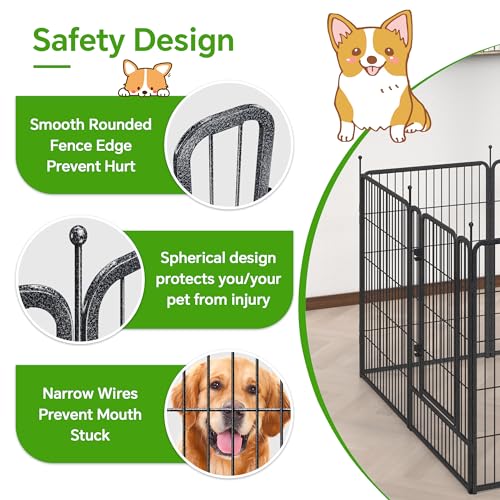 Mr Ironstone Dog Playpen 40" Height 8 Panels Portable Foldable Indoor Outdoor Pet Fence D44635