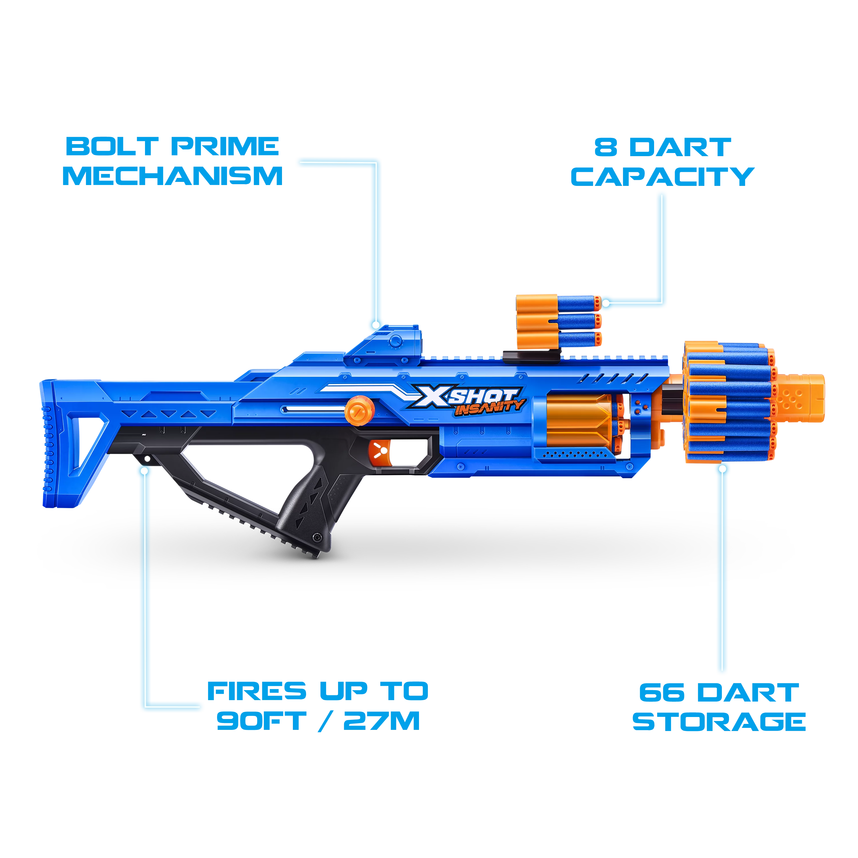 X-Shot Insanity Berzerko by ZURU Dart Blaster, 48 Darts, Ages 8+ K243
