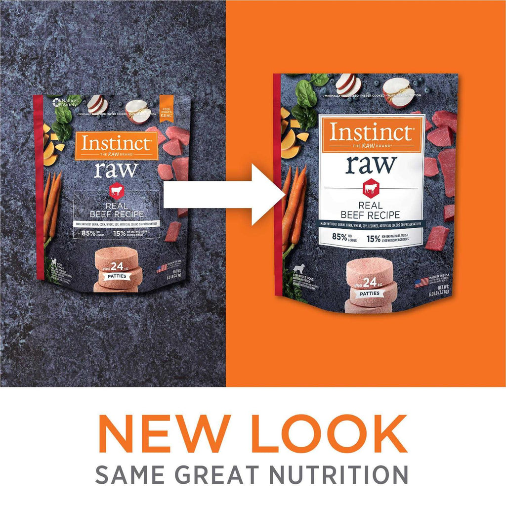 Instinct Frozen Raw Patties Grain Free Real Beef Dog Food H21822
