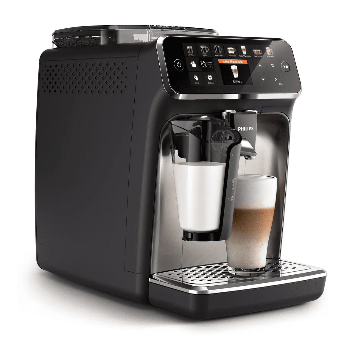 Philips 5400 LatteGo Superautomatic Espresso Machine, Black, EP5447/94 W4100