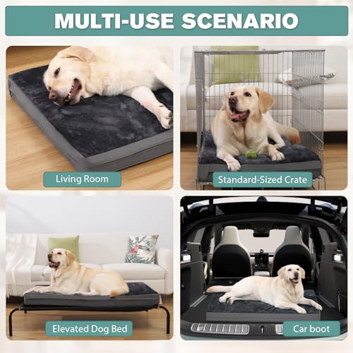 Vonabem Waterproof Dog Bed Large Medium Sized Dogs Outdoor Orthopedic Crate Pad Washable Gray 35"x22" C409