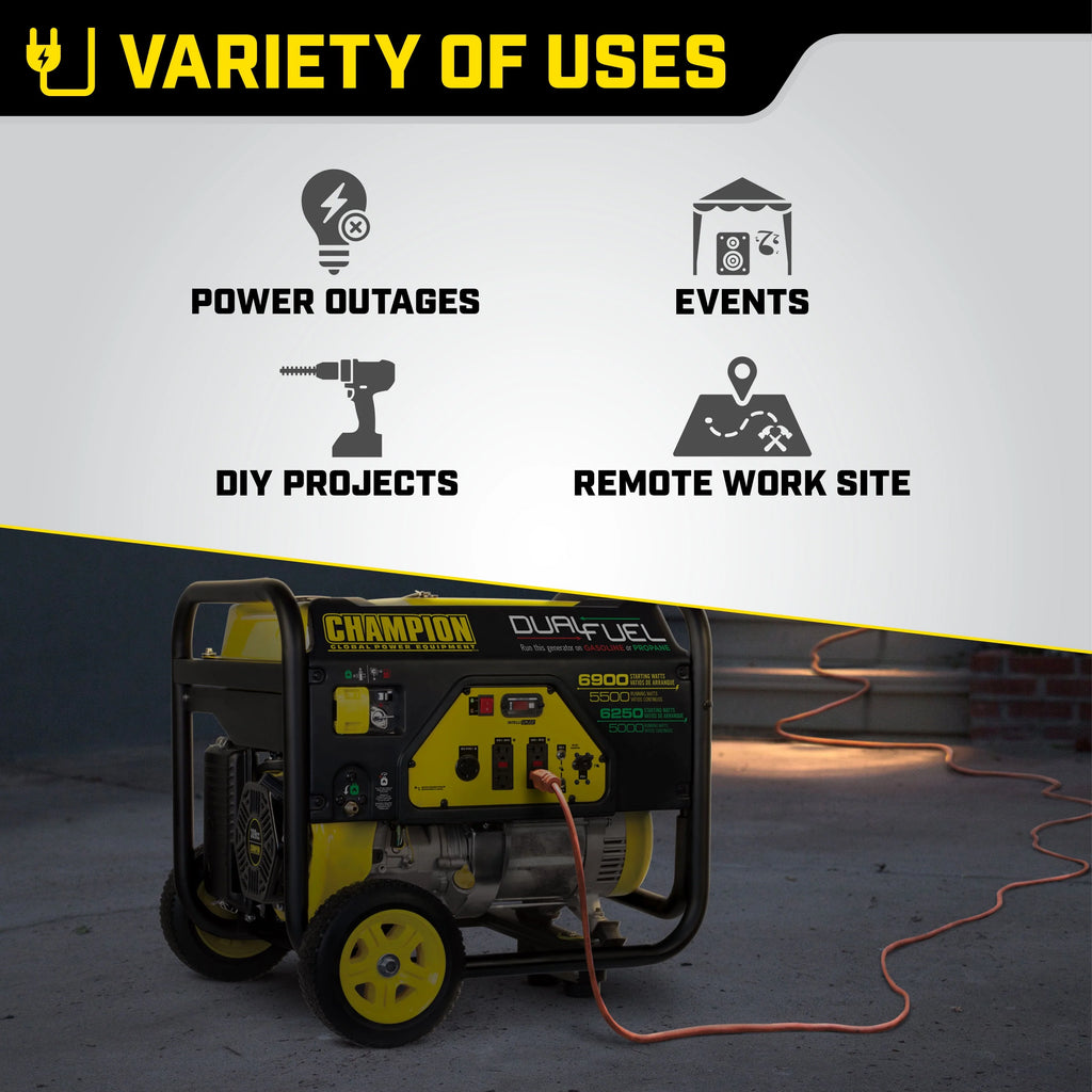 Champion Power Equipment 6900/5500 Watt Dual Fuel Portable Generator K506