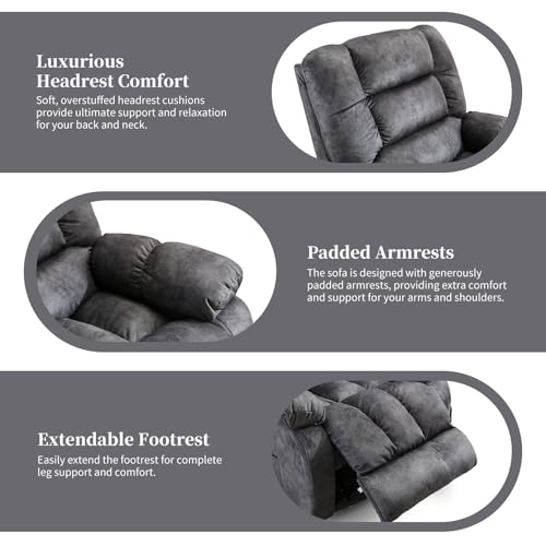 Massage Recliner Chair with Heat, Ergonomic Fabric, Side Pockets (Taupe) S254