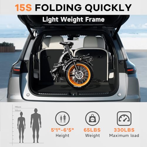 Folding Electric Bike 1000W 48V 20AH Removable Battery 20" Fat Tire for Adults C847123
