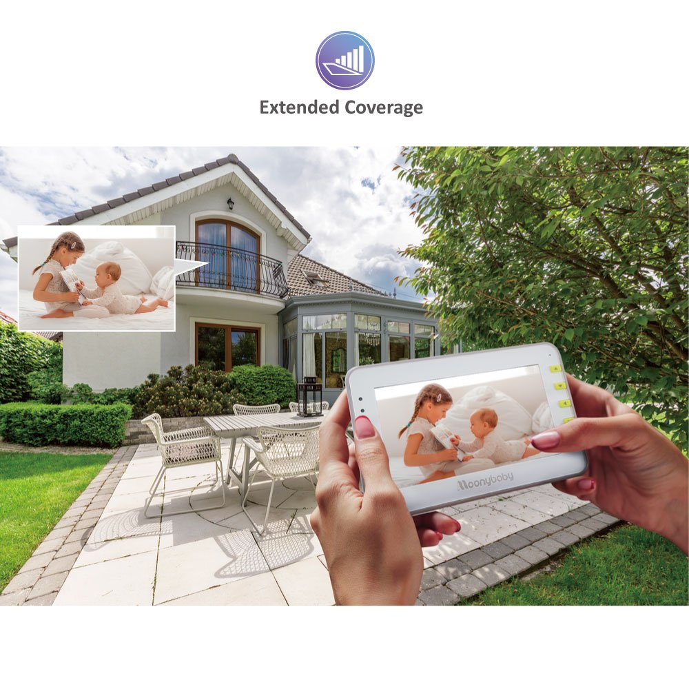 Moonybaby Split 55 Baby Monitor with 2 Cameras, Split Screen, No WiFi, Pan Tilt, 4.3" Monitor T680139