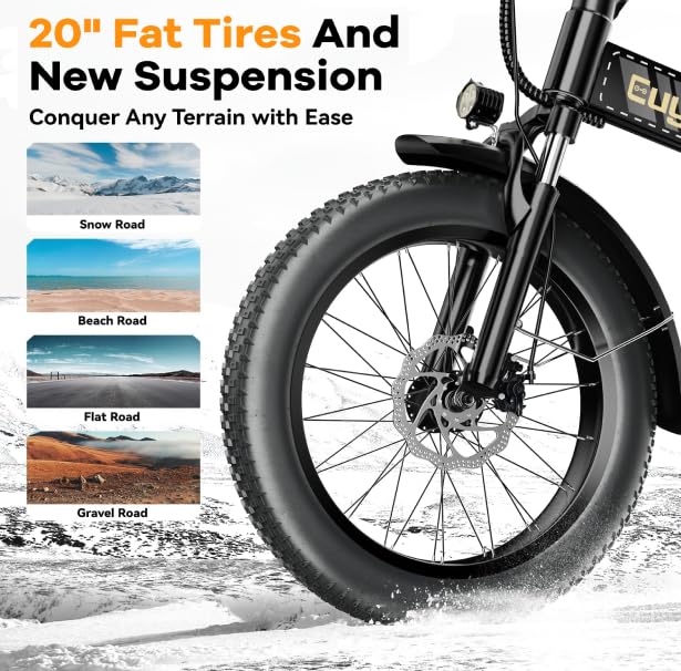 Folding Electric Bike 1000W 48V 20AH Removable Battery 20" Fat Tire for Adults C847123