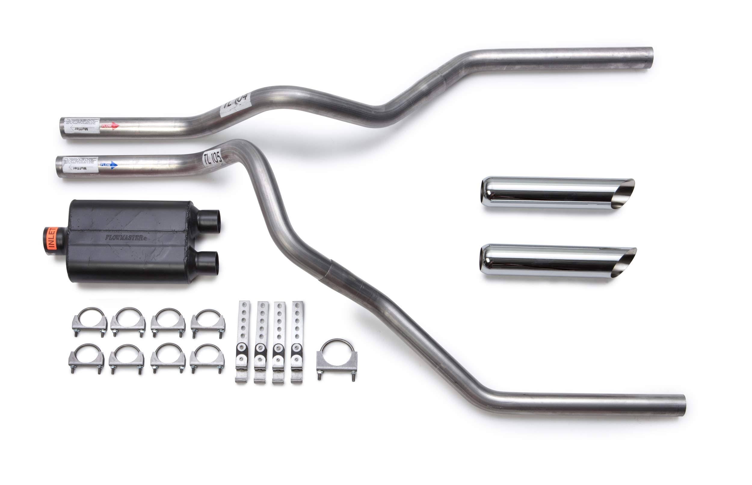Flowmaster Super 44 Mandrel-Bent Aluminized Dual Truck Exhaust Kit w/Chrome Tips for Silverado, Sierra, F-Series u0026 Ram