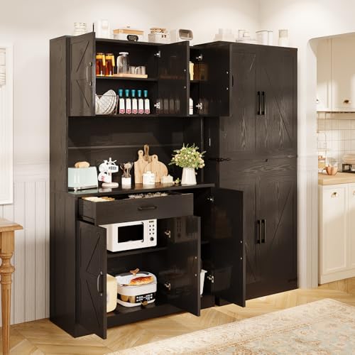 72" Tall Storage Cabinet with Adjustable Shelves & Steel Frame, Dark Grey F5479