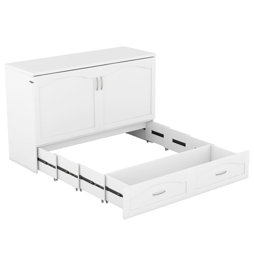 Full Size Murphy Bed with Drawers, Cabinets and USB Ports, Gray D589081