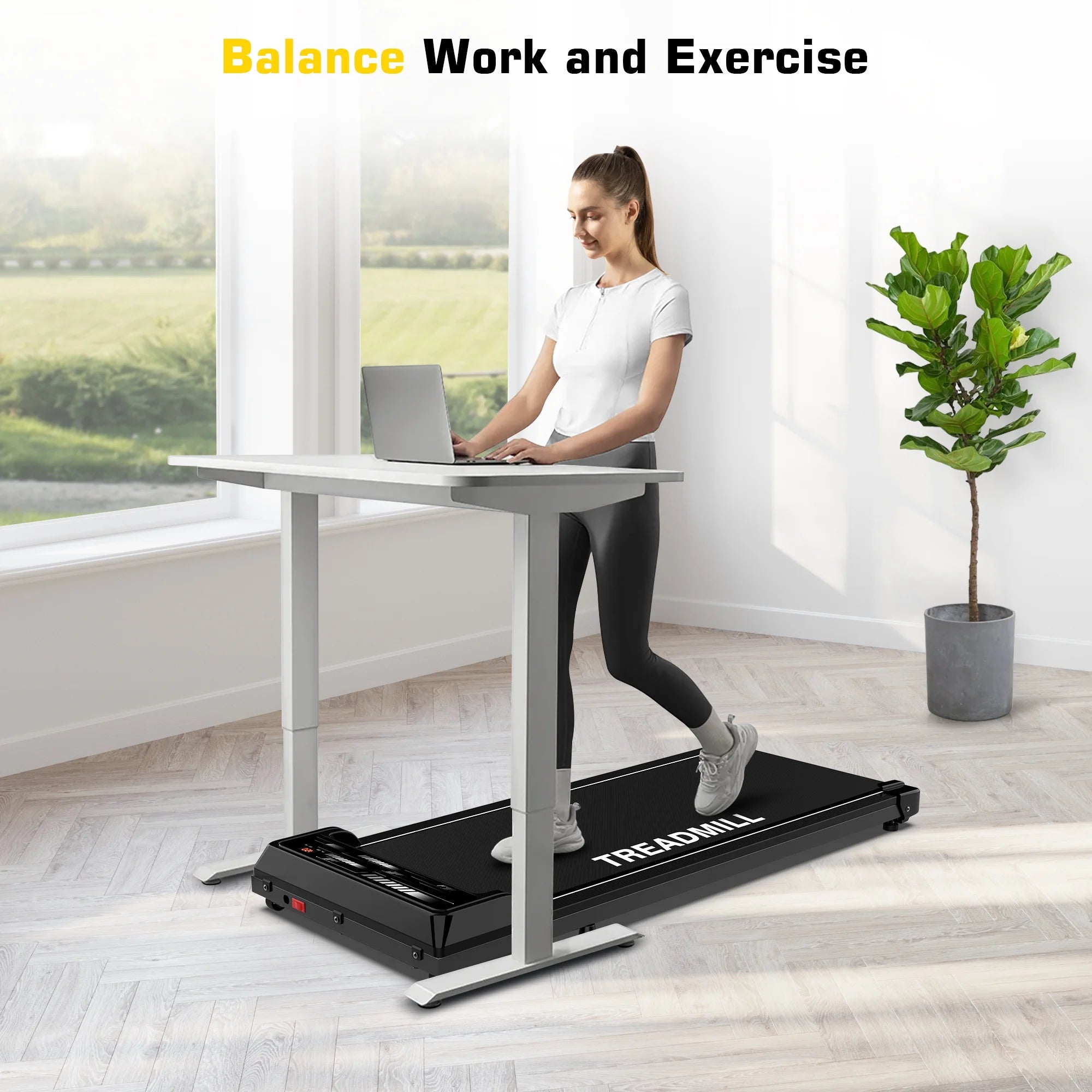 Under Desk Treadmill Walking Pad 2.25HP with Remote, Black J5158