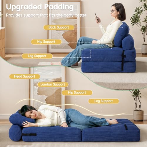 Folding Sofa Bed Convertible Sleeper Chair with Pillow, Grey L546