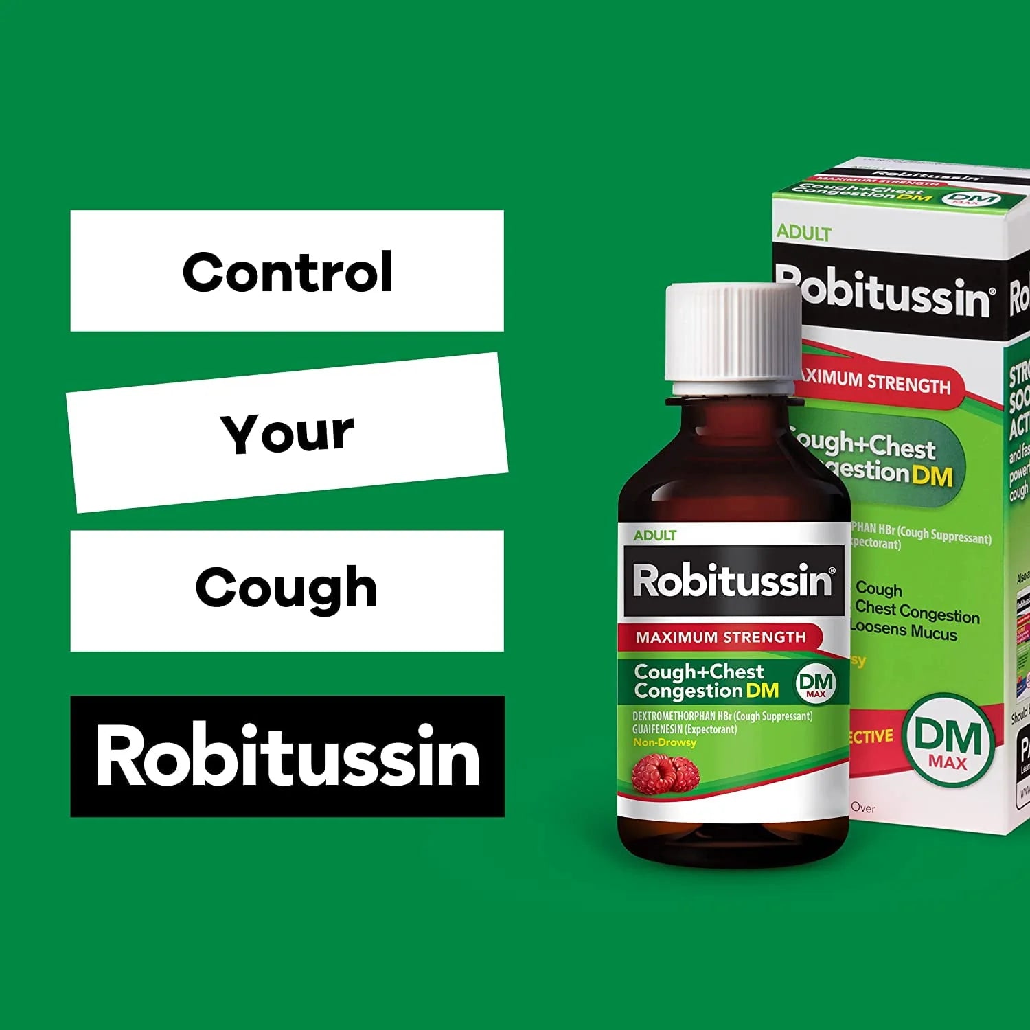 Robitussin Adult Maximum Strength Cough + Chest Congestion DM Max Raspberry Flavor B7180