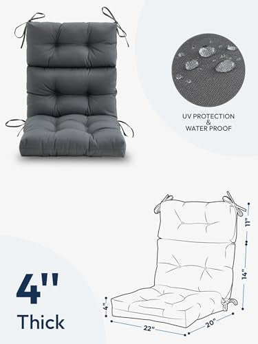 Outdoor High Back Chair Cushion Water Resistant Tufted with Ties Purple P961