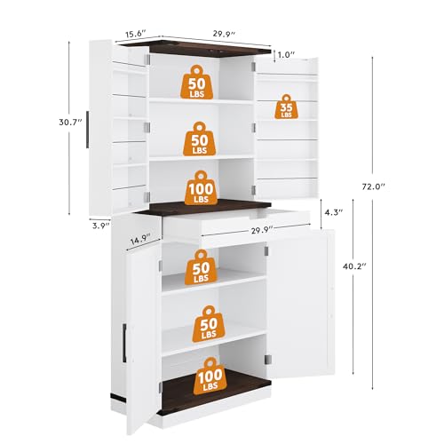 72" Tall Storage Cabinet with Adjustable Shelves & Steel Frame, Dark Grey F5479