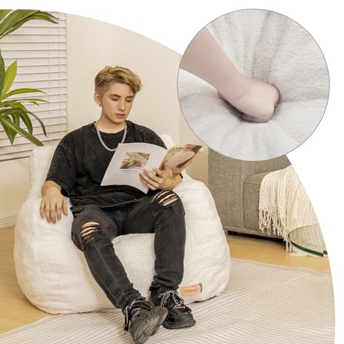 Bean Bag Chair with Filler, Tufted Soft Stuffed, Black B61630