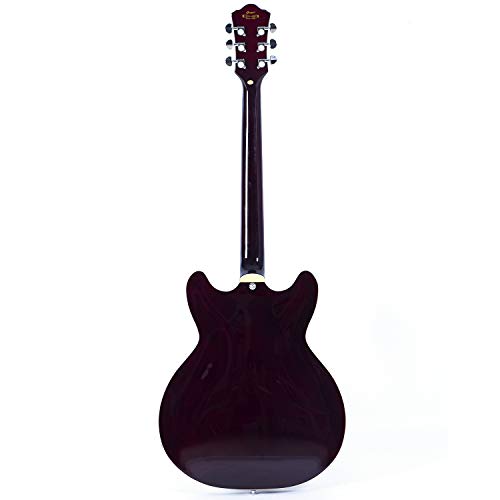 GROTE Jazz Electric Guitar Semi-Hollow Body with Gig Bag, Black Y60488