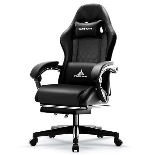 Ergonomic Gaming Chair with Massage, Footrest and Lumbar Support, Black U920785
