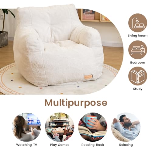 Bean Bag Chair with Filler, Tufted Soft Stuffed, Black B61630
