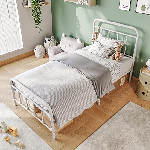Vintage Full Size Metal Bed Frame with Headboard and Footboard, Black Z946901