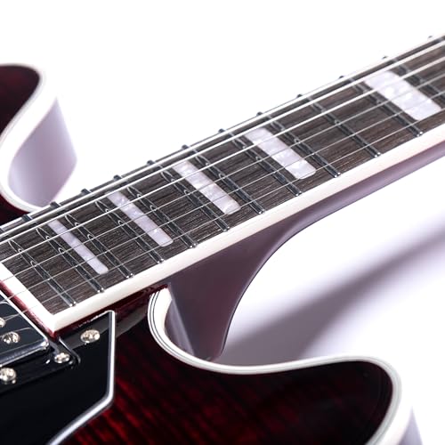 GROTE Jazz Electric Guitar Semi-Hollow Body with Gig Bag, Black Y60488