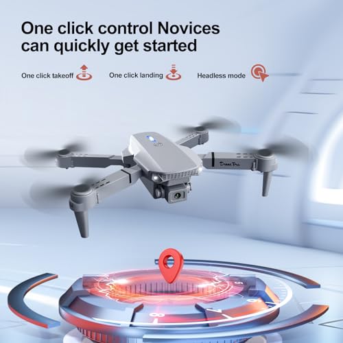 E88 Drone with Screen Controller, Foldable Mini Drone for Beginners, 2 Batteries, Black E7038