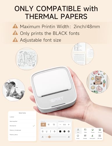 iDPRT Portable Sticker Maker Machine with 1 Roll Sticker Paper, Mini Thermal Printer for Study Notes, DIY, Labels, Grey J29332