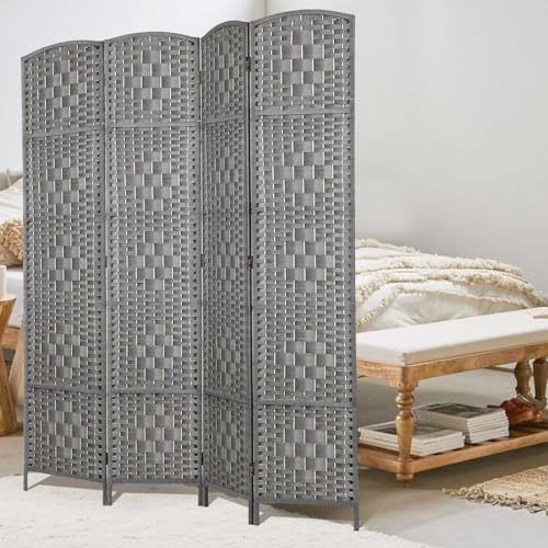 Rose Home Fashion 6 ft Tall Room Divider 4 Panel Folding Privacy Screen, Dark Coffee C8634