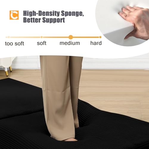 COMAX Folding Sofa Bed Convertible Chair Bed Corduroy 3-in-1 Floor Couch, Dark Grey E940