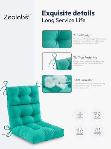 Outdoor High Back Chair Cushion Water Resistant Tufted with Ties Purple P961